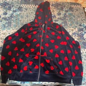Velvet Heart Patterned Navy Hoodie